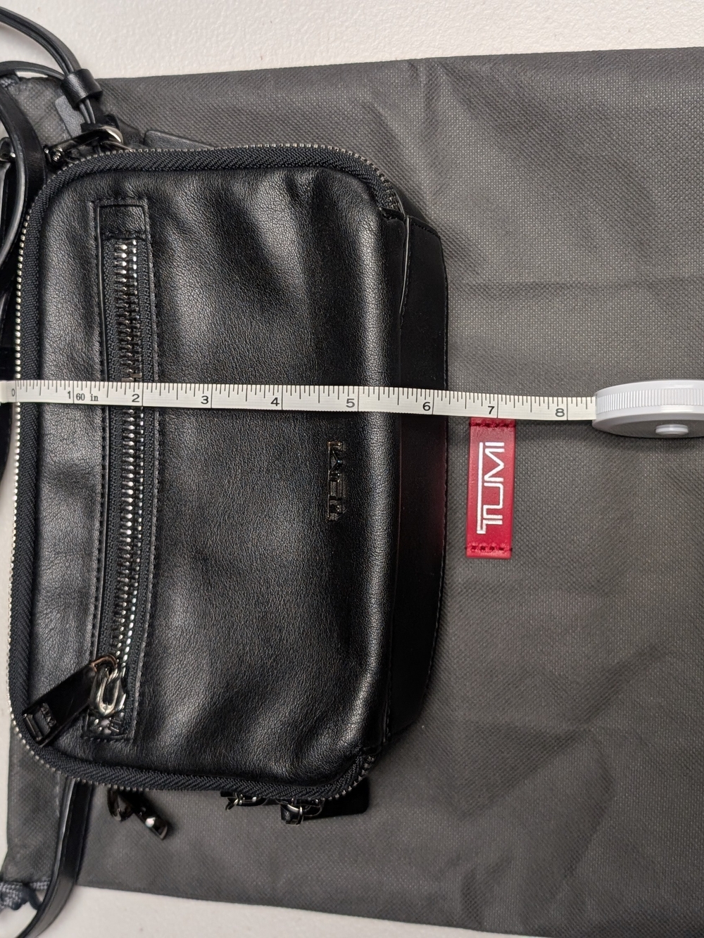 TUMI Black Leather Crossbody Bag - Picture 4 of 7
